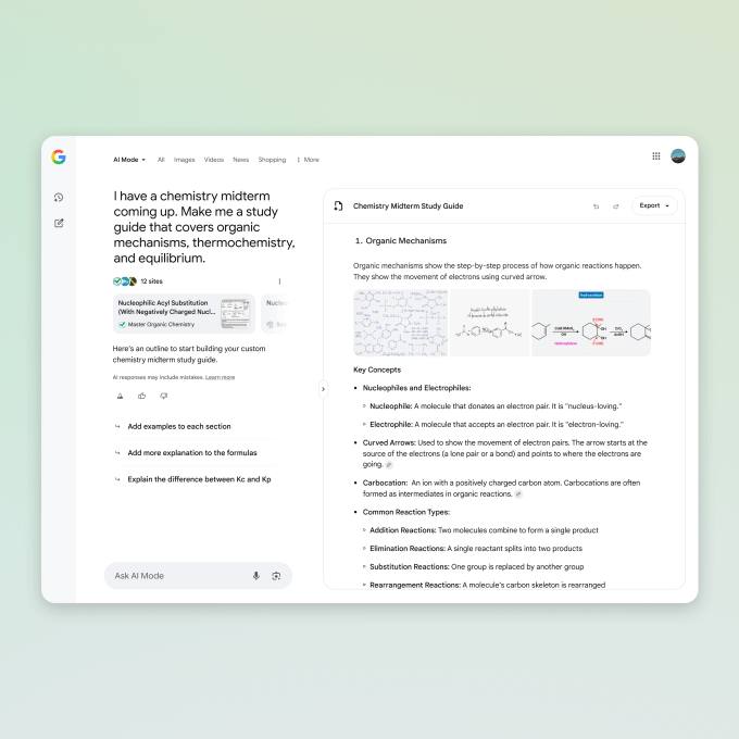 Canvas in AI Mode Google's AI Mode gets new 'Canvas' feature, real-time help with Search Live, and more