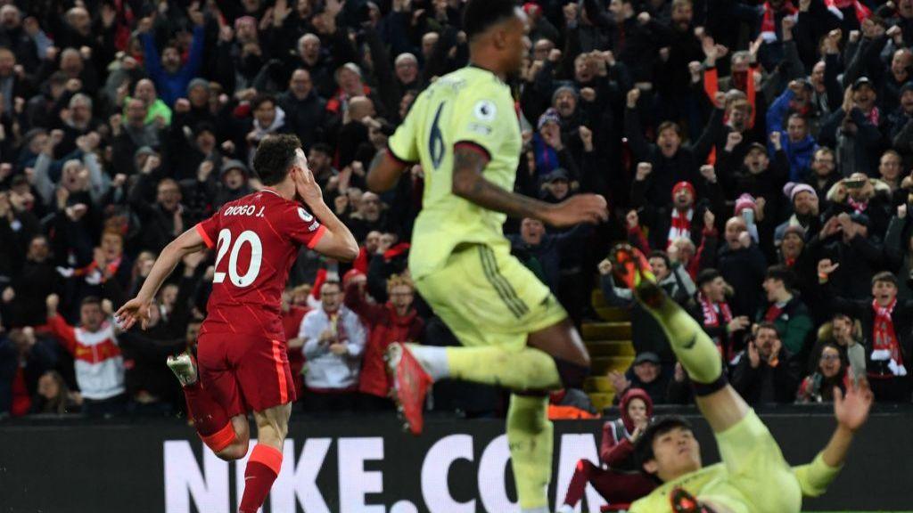 Diogo Jota death: Liverpool striker's best moments in pictures Diogo Jota celebrates after scoring against Arsenal in November 2021