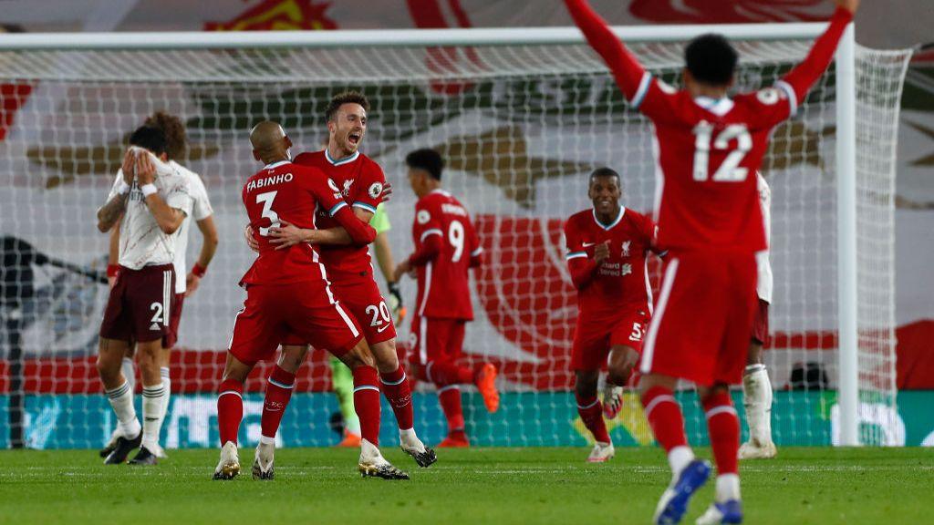 Diogo Jota death: Liverpool striker's best moments in pictures Jota celebrates with Liverpool team-mates after scoring against Arsenal on his Premier League debut for the club in September 2020