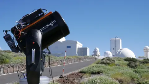 Space technology: Lithuania's promising space start-ups Astrolight An Astrolight laser points towards the sky with telescopes in the background
