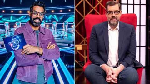 Which stars are missing, and why? Romesh Ranganathan on the set of The Weakest Link, and Richard Osman on the set of House of Games