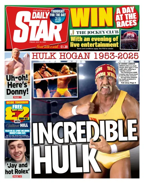 The headline on the front page of the Daily Star reads: "Incredible Hulk".