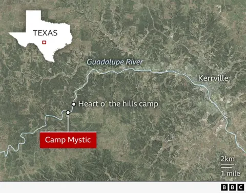 81 dead and dozens missing as more rain looms Map of Camp Mystic in Texas