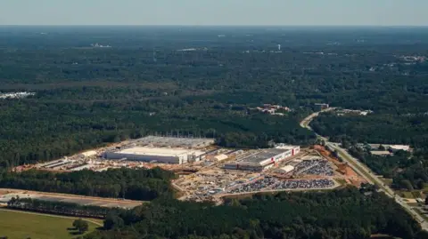 'I can't drink the water' A data centre in Georgia being built in a forest clearing with the flat land going off into the distance