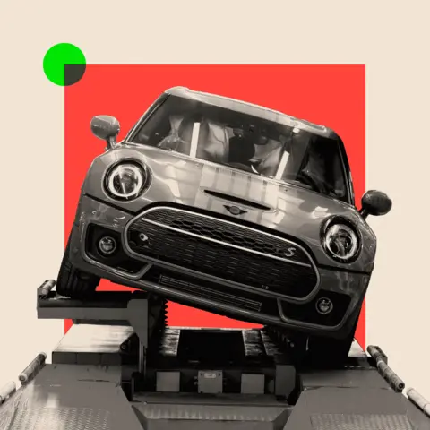 The UK car industry is at a crunch point BBC A treated image of a Mini Cooper S car on the production line at BMW AG's Mini final assembly plant in Cowley, UK