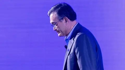 Getty Lip-Bu Tan, chief executive officer of Intel Corporation, seen in profile, looking down during a news conference in Taipei, Taiwan, on Monday, May 19, 2025.