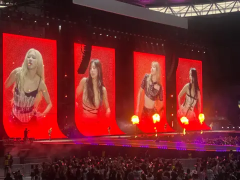 K-pop band make "epic Wembley dream" come true Blackpink on stage at Wembley Stadium in London
