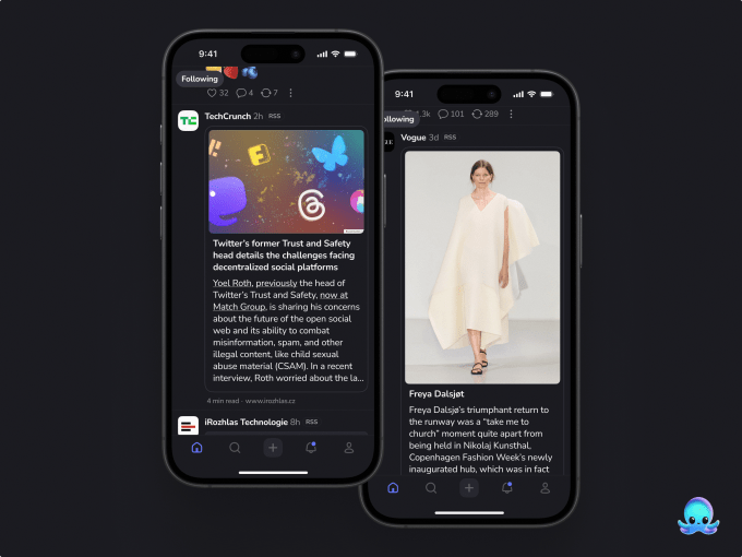6 openvibe rss example dark Openvibe combines news and social media in one app