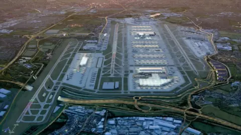Heathrow Airport's expansion plans to cost £49bn, plans reveal Heathrow Airport An artist's impression showing three runways at Heathrow Airport