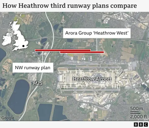 Heathrow Airport's expansion plans to cost £49bn, plans reveal A map of proposals for expanding Heathrow Airport.