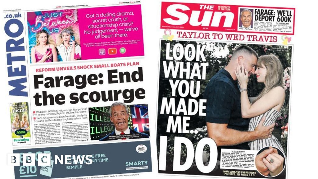 98111bd0 82cd 11f0 83cc c5da98c419b8 Farage's deportation plans and 'Taylor to wed Travis'