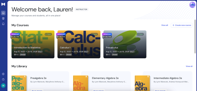 Course home screenshot MathGPT.ai, the ‘cheat-proof’ tutor and teaching assistant, expands to over 50 institutions
