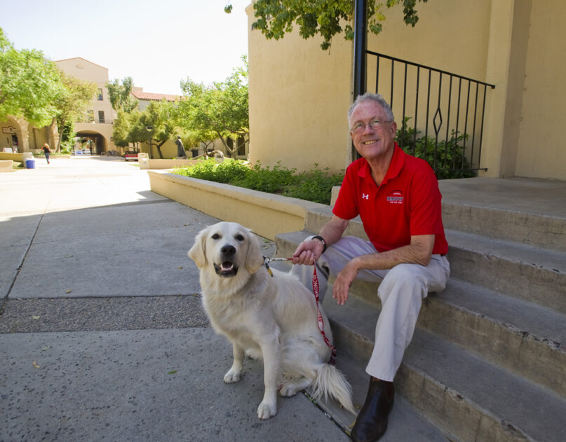 Edward A. Reese, S.J., 1942-2025, RIP Edward Rese with dog at Brophy Prep Edward A. Reese, S.J., 1942-2025, RIP