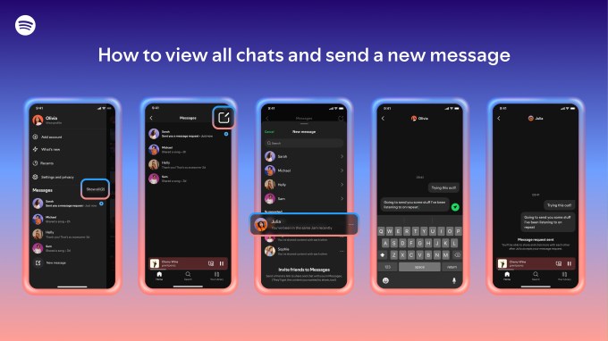 Spotify launches a messaging feature in a bid to become more social How to view all chats and send a new message Spotify launches a messaging feature in a bid to become more social