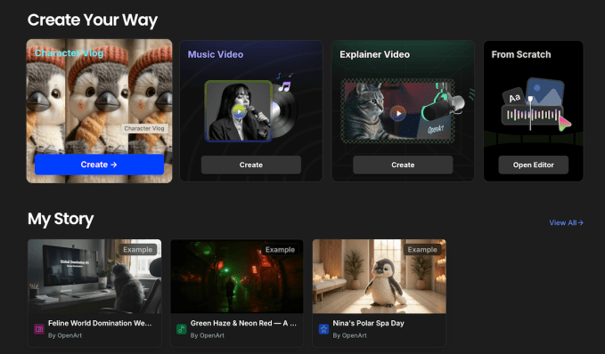 One Click Story OpenArt Former Googlers' AI startup OpenArt now creates ‘brain rot’ videos in just one click
