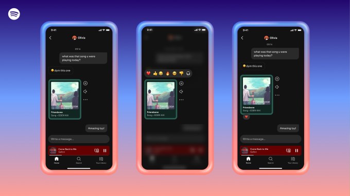 Spotify launches a messaging feature in a bid to become more social Reactions Music Spotify launches a messaging feature in a bid to become more social