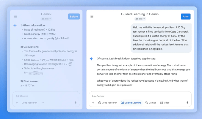 Screenshot 2025 08 06 at 2.09.41PM Google takes on ChatGPT's Study Mode with new 'Guided Learning' tool in Gemini