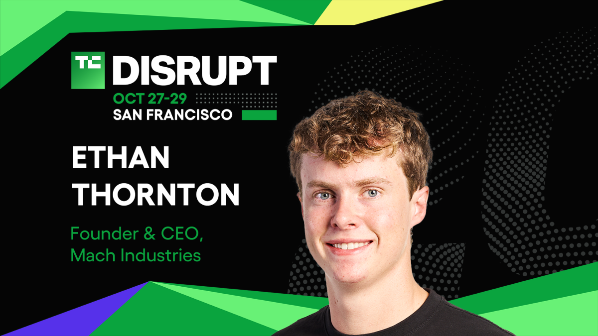 TC25 Ethan Thornton Speaker 16x9 Dark Ethan Thornton of Mach Industries takes the AI stage at Disrupt 2025