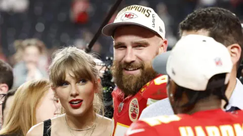 Tayvis are engaged - what we learned, and how fans reacted EPA Taylor Swift and Travis Kelce at the Super Bowel LVIIII