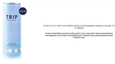 Do wellness drinks really do what they say? TRIP via ASA Part of a screen shot of the Trip banned advert from its website, showing a light blue can of Trip drink. In text it says a host of ingredients are "crafted for calm".