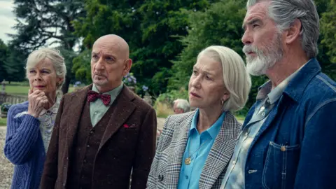 Pierce Brosnan felt 'huge responsibility' towards fans of the book Netflix L-R - Imrie, Sir Ben, Dame Helen and Brosnan in their Thursday Murder Club characters
