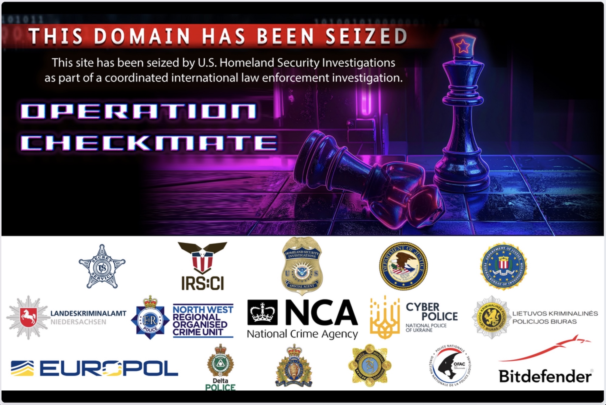 Authorities seize BlackSuit ransomware gang's servers a screenshot from the now-seized dark web leak site of the BlackSuit ransomware gang, which says German, European and U.S. authorities assisted in the takedown operation.