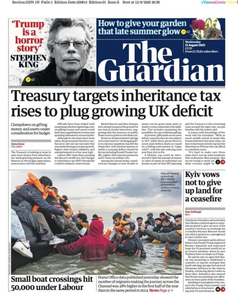 The headline on the front page of the Guardian reads: “Treasury targets inheritance tax rises to plug growing UK deficit”