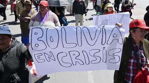 Economic woes dominate as Bolivia prepares to go to the polls Getty Images People protesting in Bolivia about high food prices