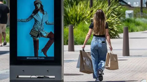 The US economy is a puzzle but the pieces aren't fitting together Bloomberg/Getty A female shopper with long brown hair at the Broadway Plaza Shopping Center in Walnut Creek, California, walking on the sidewalk carrying shopping bags