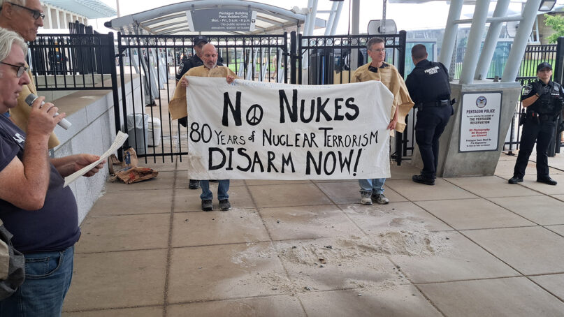 Faith groups mark atomic bombing anniversary with White House vigil and Pentagon arrests webRNS Catholic Worker Hiroshima2 Faith groups mark atomic bombing anniversary with White House vigil and Pentagon arrests