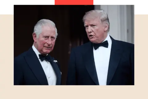Why Trump's UK state visit is mired with potential pitfalls Peter Summers/Getty Images US President Donald Trump and the then Prince Charles, Prince of Wales pose ahead of a dinner at Winfield House on June 04, 2019 in London, England