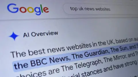 Publishers fear AI summaries are hitting online traffic A close up of a computer screen showing a Google AI overview