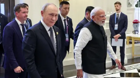 How oil has brought China, Russia and India closer together Reuters Russian President Vladimir Putin and Indian Prime Minister Narendra Modi walk during their meeting on the sidelines of the Shanghai Cooperation Organisation (SCO) summit in Tianjin, China on 1 September, 2025.