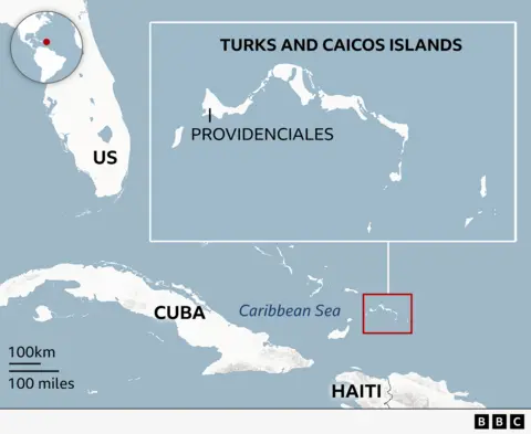 The Caribbean islands battling the region's 'highest murder rate' A map showing the location of Turks and Caicos