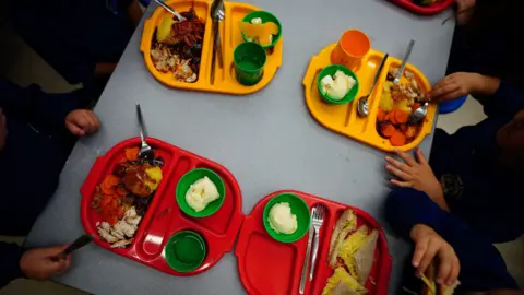 PA Media Students eating their lunch in the school canteen.