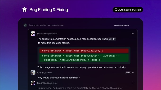 Bug Finding and Meet Macroscope: an AI tool for understanding your code base, fixing bugs
