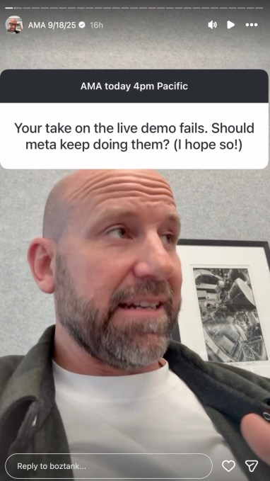 Meta CTO explains why the smart glasses demos failed at Meta Connect — and it wasn't the Wi-Fi Screenshot 2025 09 19 at 11.32.00AM Meta CTO explains why the smart glasses demos failed at Meta Connect — and it wasn't the Wi-Fi