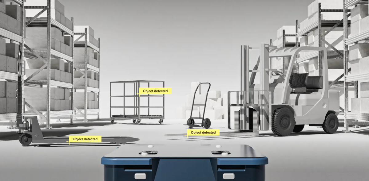 Sonair AMRinwarehouse Sonair built its 3D ultrasonic sensor with robotic safety in mind