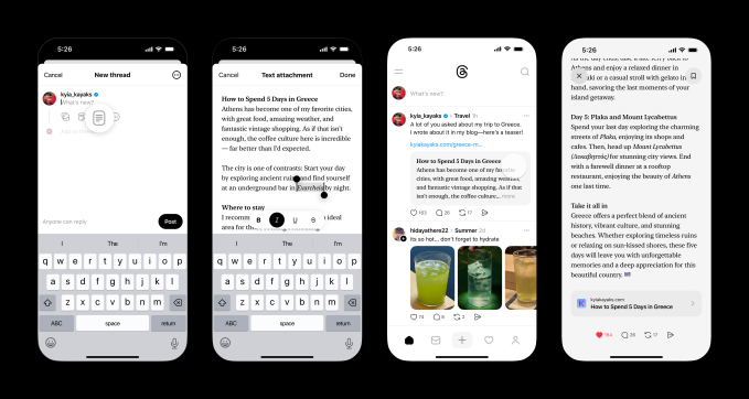Threads Text Attachments Creation Flow Consumption Threads challenges X by offering free support for up to 10K characters, plus prominent links