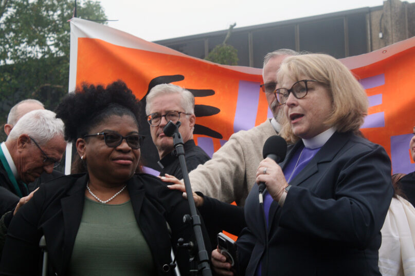 She came to her ICE check-in backed by an Episcopal bishop and 500 supporters webRNS Episcopal ICE4 She came to her ICE check-in backed by an Episcopal bishop and 500 supporters