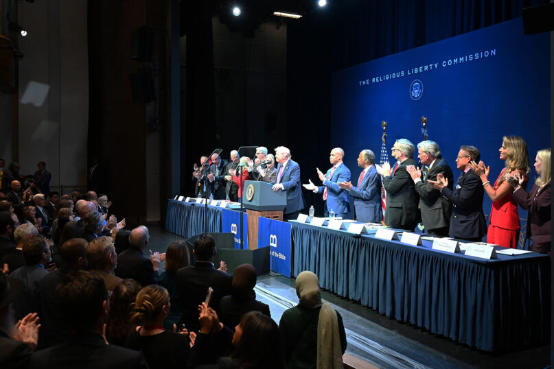 At public hearing of White House religion panel, Trump rails against anti-Christian bias webRNS Trump Religious Freedom3 At public hearing of White House religion panel, Trump rails against anti-Christian bias