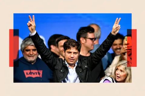 Getty Images  Governor of Buenos Aires Province Axel Kicillof waves to supporters after the general elections 