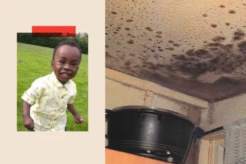 Why so many UK homes still have a mould problem Getty Images Collage of a photo of Awaab and a photo of mould in his home