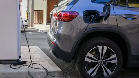 How to tell the health of a battery in a used EV Corbis via Getty Images A grey electric vehicle connected to a charging point.