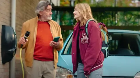 Netherland's renewables drive putting pressure on its power grid Zet ook de knop om A man with an electric-charging cable stands in front of an electric car with a young woman