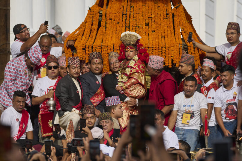 main 60 See Nepal's living goddess leave her palace to bless throngs of worshipers
