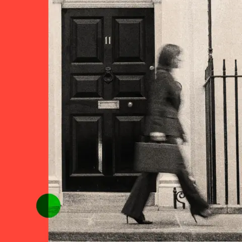 BBC A treated image of Rachel Reeves holder her ministerial red box