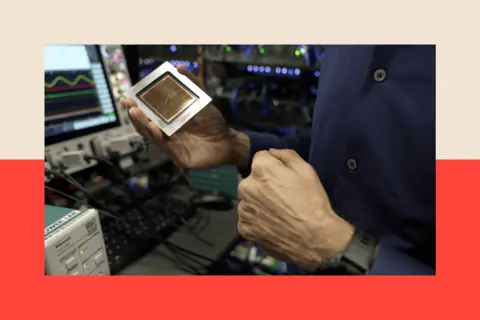 The Silicon Valley 'AI factory' at the heart of the tech race A hand holds a chip with the words Ironwood on it