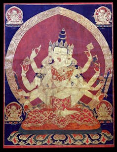 Outside the West, the Kundalini tradition presents a model of the ‘divine feminine’ beyond binary gender An old painting of a many-armed religious figure.