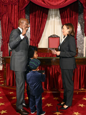 vertRNS Warnock Oath1 White Christian clergy running for Congress as Democrats face skeptics in their own party